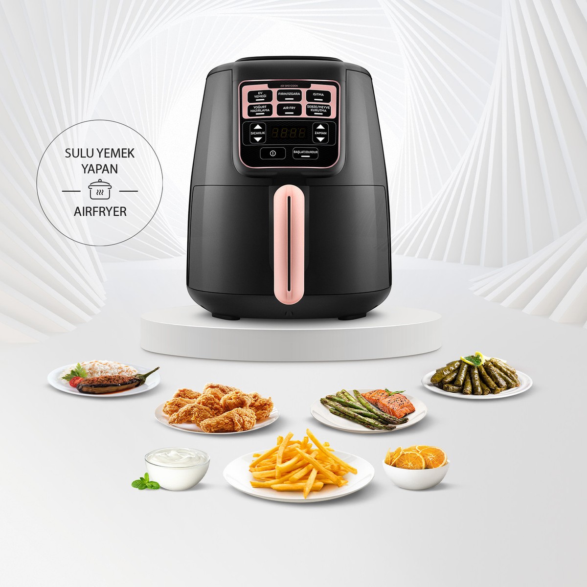 110000316042905.jpg Karaca Air Pro Cook XL 2 in 1 Konuşan Airfryer Rosegold 4 Kişilik - Görsel 1
