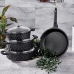 Taç Carabella Döküm Cam Kapak 7 Parça Tencere Seti Siyah - TAC-3817 - Görsel 3