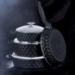 Taç Carabella Döküm Cam Kapak 7 Parça Tencere Seti Siyah - TAC-3817