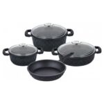 Taç Carabella Döküm Cam Kapak 7 Parça Tencere Seti Siyah - TAC-3817 - Görsel 4