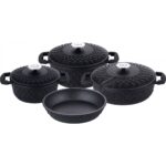 Taç Carabella Döküm 7 Parça Tencere Seti Siyah - TAC-3730 - Görsel 4