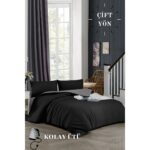 Ely Parker Kolay Ütü 90X190 Tek Kişilik Nevresim Takımı (Gri Lastikli Çarşaf+Yorgan Kılıfı+Yastık Kılıfı)