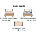 Ely Parker Kolay Ütü 90X190 Tek Kişilik Nevresim Takımı (Gri Lastikli Çarşaf+Yorgan Kılıfı+Yastık Kılıfı) - Görsel 4