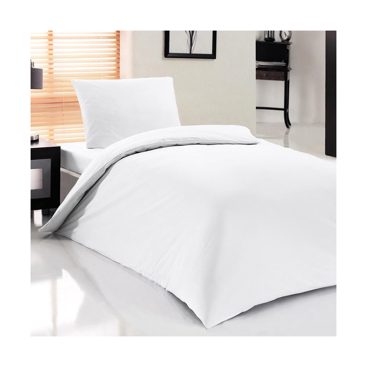 110000332228867.jpg Gön Ev Tekstili Beyaz Tek Kişilik Nevresim Takımı %100 Pamuk (63 Tel Sıkı Dokuma) - Görsel 1