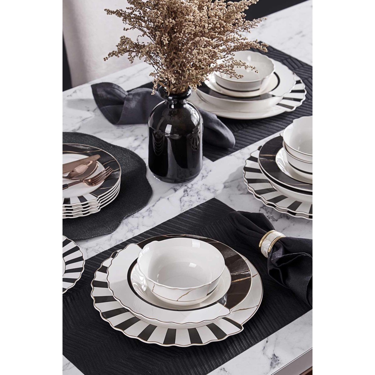 110000332755921.jpg Neva N3275 Marble Plus Hibrit 24 Parça 6 Kişilik Yemek Takımı - Görsel 1