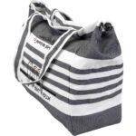 Ent Çanta ENTCANTA DENİZ Model Su Tutmaz Kumaştan Bayan Omuz Çantası -Lacivert Puanlı Beyaz Çizgili - Görsel 5