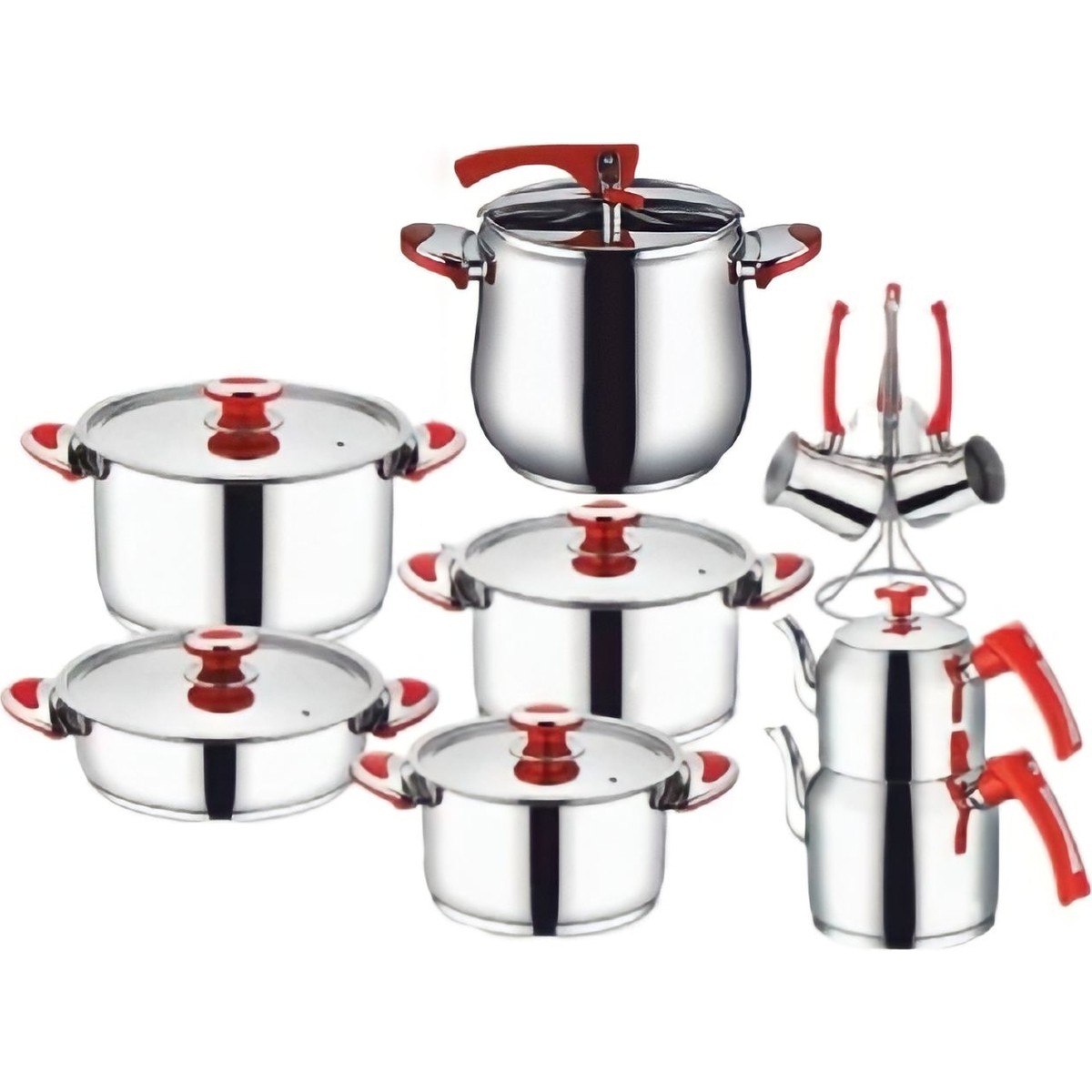 110000338727790.jpg İnter Çelik Inter Çelik 18 Prç Sahra Çeyiz Seti Kırmızı - Görsel 1