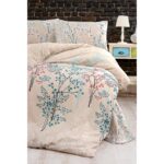 Laliva Fiore Çarşafı Lastikli Çift Kişilik Nevresim Takımı Doğal Sağlıklı Ranforce Pamuk