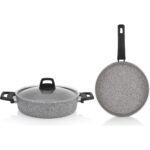 Schafer Eternal Basık Tencere 26 cm + Tava 26 cm-2'li 3 Parça Cam Kapaklı Set-Gri - Görsel 3