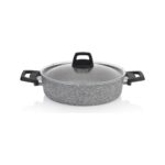 Schafer Eternal Basık Tencere 26 cm + Tava 26 cm-2'li 3 Parça Cam Kapaklı Set-Gri - Görsel 5