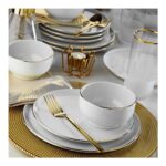Porland Almina 18 Parça 6 Kişilik Beyaz Porselen Yemek ve Sunum Takımı – Altın File Detaylı Zarif Tasarım