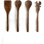 Demy Craft Ceviz Ağacı El Yapımı 4 Parça Mutfak Seti, Tahta Kaşık, Çatal, Spatula, 30 Cm. - Görsel 5