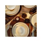 Kütahya Porselen Lilyum 24 Parça Yemek Takımı Bakır Fileli