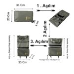 Entrklm ENT CANTA  DEFNE Model Direkli, Dik Durabilen ve Katlanabilir Seyahat ve Alışveriş Çantası-Yeşil - Görsel 5