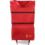 Entrklm ENTCANTA  DEFNE Model Direkli, Dik Durabilen ve Katlanabilir Seyahat ve Alışveriş Çantası-Kırmızı