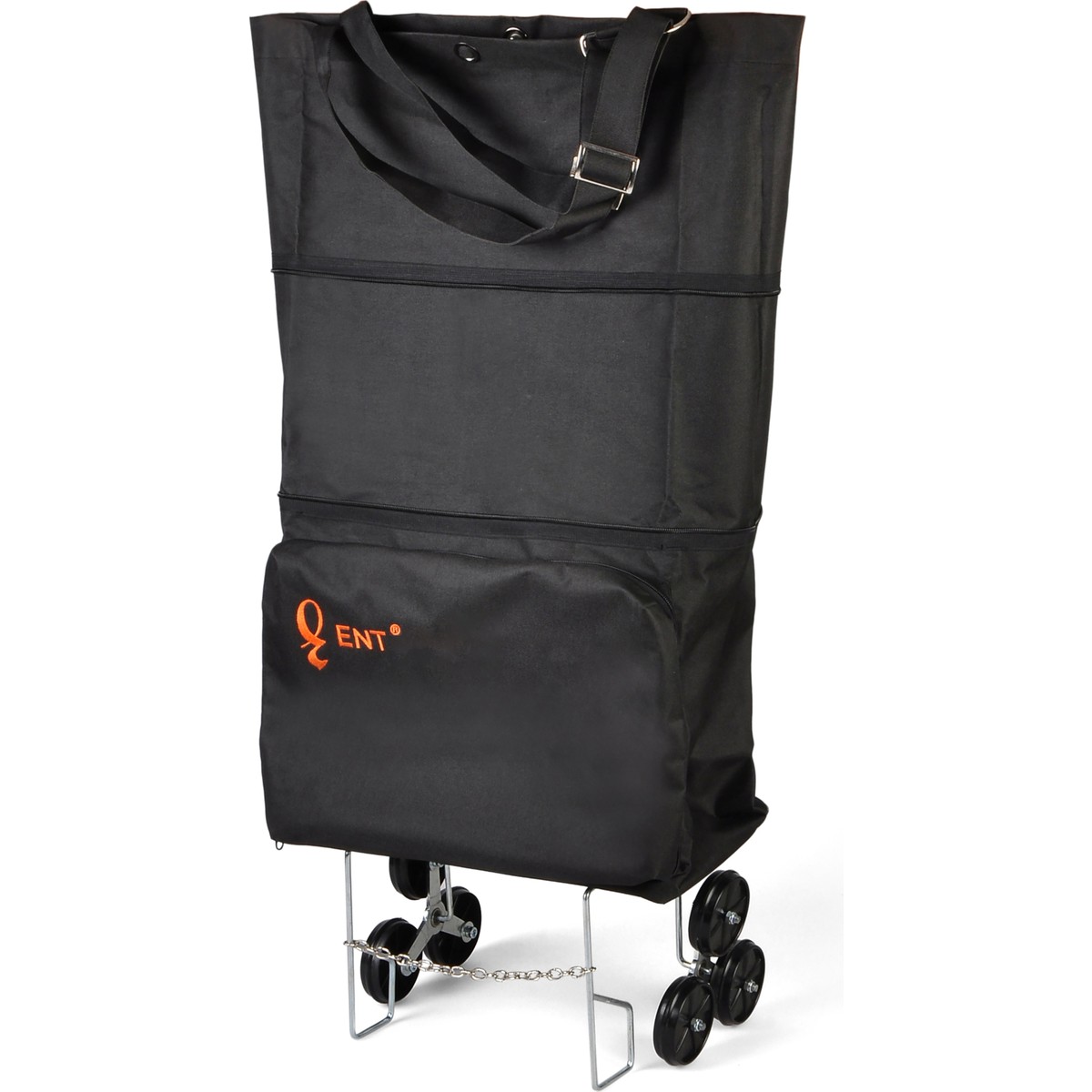 110000356039962.jpg Entrklm Ent CANTA MİLA Model Sessiz 6 Teker, Merdiven Çıkabilen, Katlanabilir Alışveriş ve Seyahat Çantası- Siyah - Görsel 1