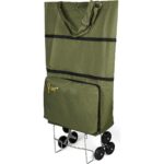 Entrklm ENT CANTA MİLA Model Sessiz 6 Teker, Merdiven Çıkabilen, Katlanabilir Alışveriş ve Seyahat Çantası- Yeşil