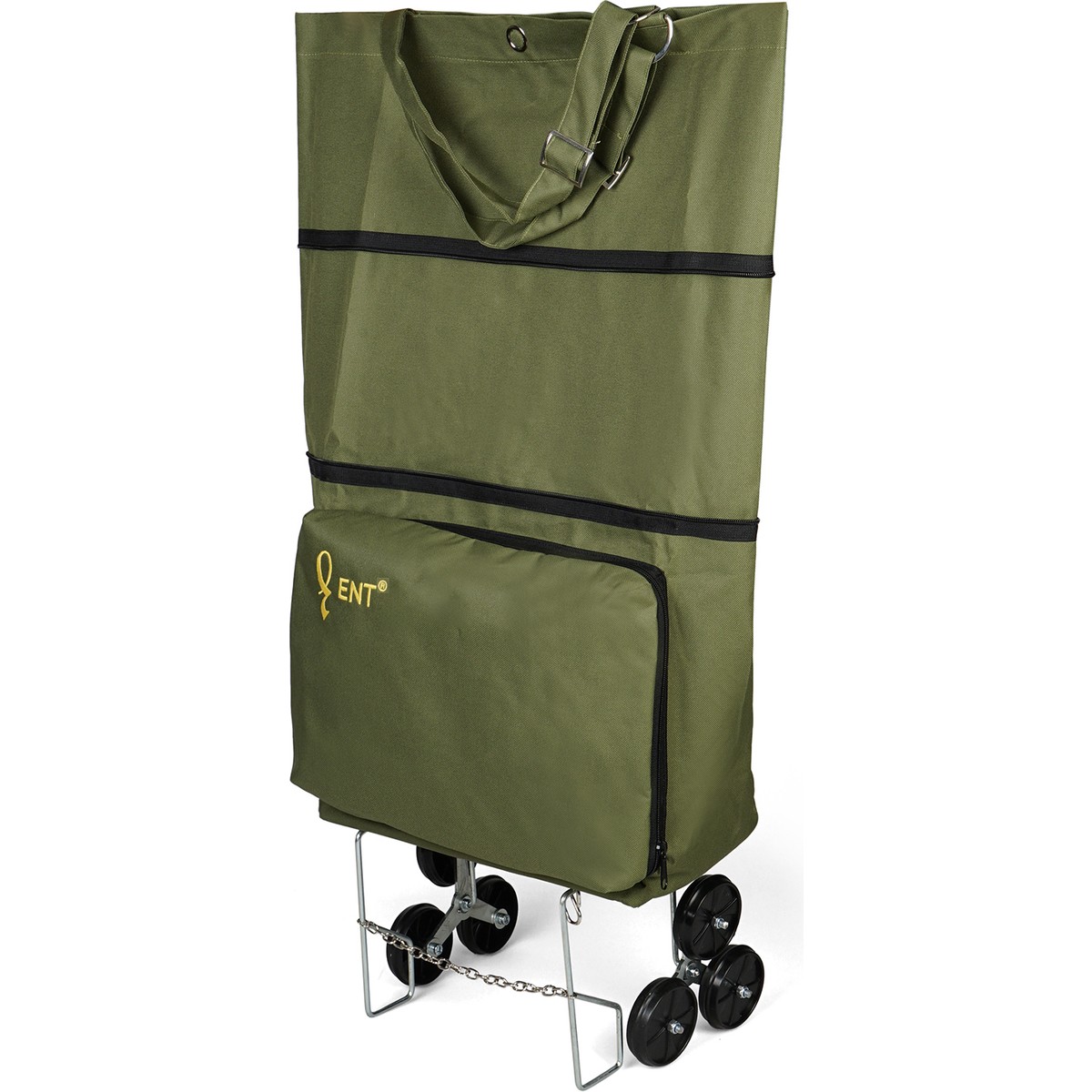 110000356039967.jpg Entrklm ENT CANTA MİLA Model Sessiz 6 Teker, Merdiven Çıkabilen, Katlanabilir Alışveriş ve Seyahat Çantası- Yeşil - Görsel 1