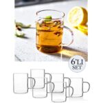 Lirazon 6 ADET Borosilikat Lüx İnce Ateşe Dayanıklı Borosilikat Cam Kupa Bardak 6'lı Kupa Bardak Seti