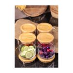 Bambum Duo 300ML 6'lı Bambu Kapaklı Cam Kahvaltılık Seti - Görsel 3