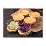 Bambum Duo 300ML 6'lı Bambu Kapaklı Cam Kahvaltılık Seti - Görsel 4