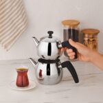 Karaca Paslanmaz Çelik İndüksiyon Tabanlı Siyah Mini Çaydanlık 0,65 L Demlik 1,1 L Su Haznesi - Görsel 3