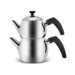 Karaca Paslanmaz Çelik İndüksiyon Tabanlı Siyah Mini Çaydanlık 0,65 L Demlik 1,1 L Su Haznesi - Görsel 5