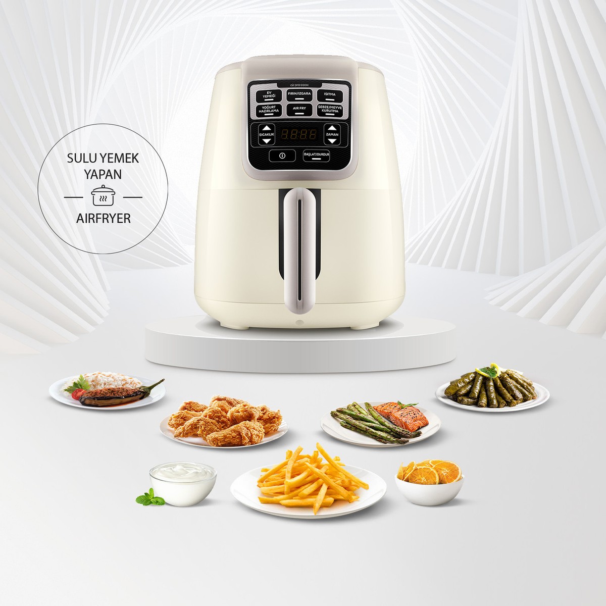 110000362045662.jpg Karaca Air Pro Cook XL 2 in 1 Konuşan Airfryer Iconic Beige 4 Kişilik Fritöz - Görsel 1