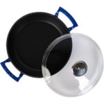 Lava Döküm Yuvarlak Sahan Cam Kapaklı Döküm Demir Yekpare Çift Kulplu Çap(Ø)24cm. - Mavi - Görsel 2