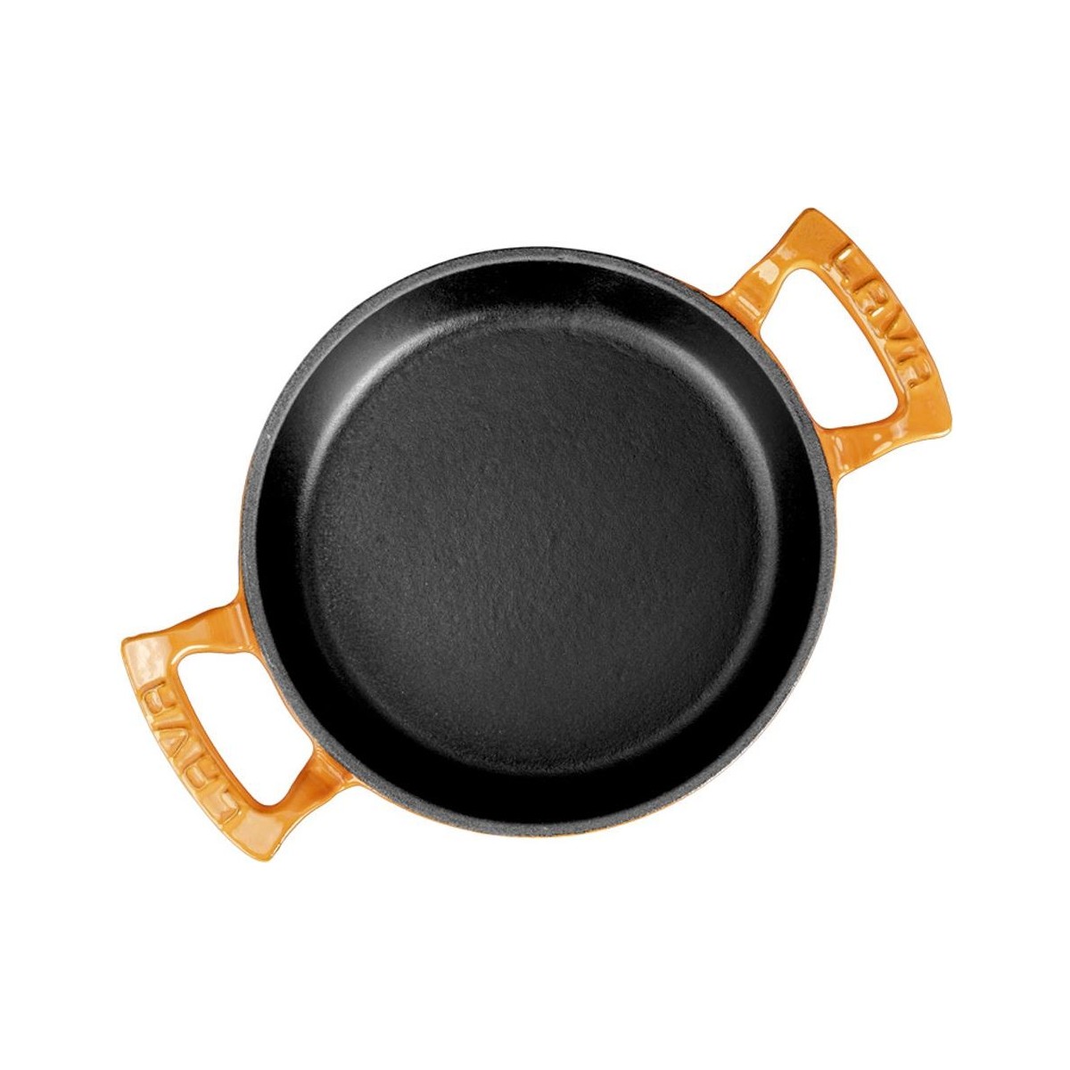 110000373417004.jpg Lava Döküm Yuvarlak Sahan Döküm Demir Yekpare Çift Kulplu ÇAP(Ø)20CM. - Turuncu - Görsel 1