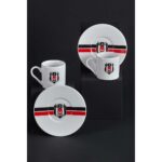 Neva N3423 Beşiktaş Lisanslı Çizgili 2'li Kahve Fincan Takımı Bjk