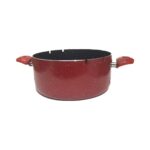 abnturk 24CM Çap Özel Çentikli Cam Kapaklı Izgaralı Granit Cips Tenceresi 10CM Derin Yanmaz Yapışmaz Yüzey - Görsel 3