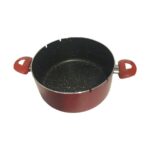 abnturk 24CM Çap Özel Çentikli Cam Kapaklı Izgaralı Granit Cips Tenceresi 10CM Derin Yanmaz Yapışmaz Yüzey - Görsel 4