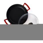 Lava Döküm Yuvarlak Sahan Cam Kapaklı Döküm Demir Yekpare Çift Kulplu ÇAP(Ø)24CM. - Kırmızı - Görsel 3