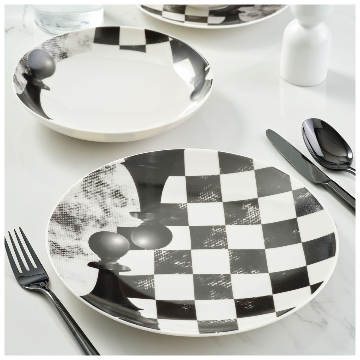 110000392010977.jpg Güral Porselen Camelia 4 Parça Single Yemek Takımı Satranç Piyon - Görsel 1