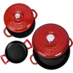 Lava Döküm 3x New Heritage Serisi Döküm Demir Tencere Tava Seti - Kırmızı - Görsel 3