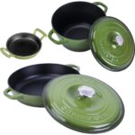 Lava Döküm 3x New Heritage Serisi Döküm Demir Tencere Tava Seti - Yeşil - Görsel 2