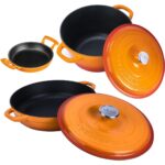 Lava Döküm 3x New Heritage Serisi Döküm Demir Tencere Tava Seti - Turuncu - Görsel 2