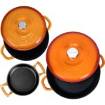 Lava Döküm 3x New Heritage Serisi Döküm Demir Tencere Tava Seti - Turuncu - Görsel 3