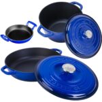 Lava Döküm 3x New Heritage Serisi Döküm Demir Tencere Tava Seti - Mavi - Görsel 2