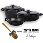 Lava Döküm 3x New Heritage Serisi Döküm Demir Tencere Tava Seti - Siyah