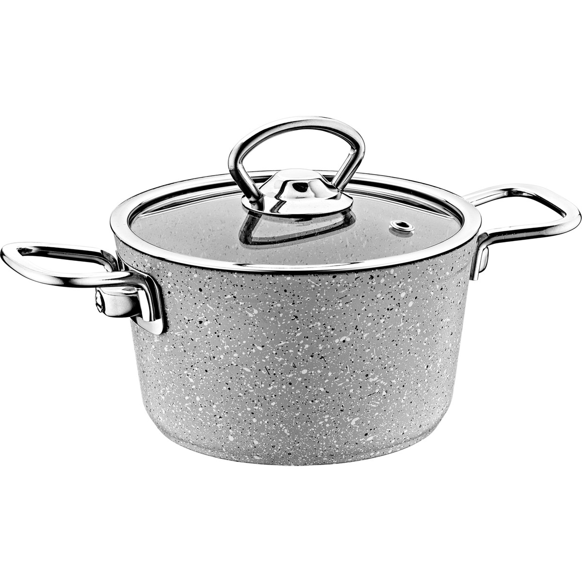 110000396164333-1.jpg Oms Collection 3111 2 Parça Bio Granit Mini Tencere 12X7,5 cm Gri - Görsel 1