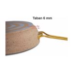 Öncü 30 cm Cam Kapaklı Granit Düz Tava Altın Renk Kulplu - Görsel 5