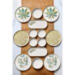 Kitchen Life 14 Parça 6 Kişilik Stackable Güz Yaprak Kahvaltı Takımı - Lüx Kahvaltılık Sunum Seti Tabağı