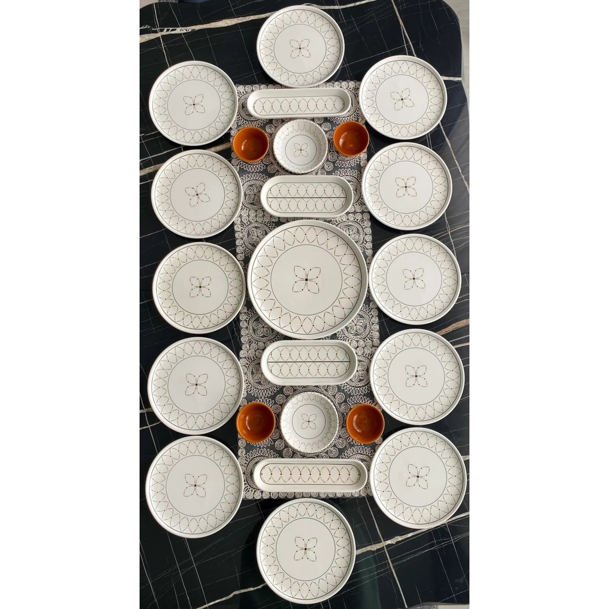 110000398233198.jpg Venüs Home Gold Elips 12 Kişilik 23 Parça Kahvaltı Takımı - Görsel 1