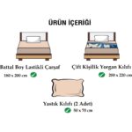 Ely Parker Kolay Ütü 180X200 Çift Kişilik Nevresim Takımı (Gri Lastikli Çarşaf+Yorgan Kılıfı+Yastık Kılıfı) - Görsel 4