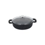 Taç Bella Cam Kapak Döküm Basık Tencere 26 cm Siyah