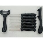 Solingen 6'lı Meyve-Sebze-Doğrama Bıçağı ve 2'li Soyacak 8'li Set Siyah