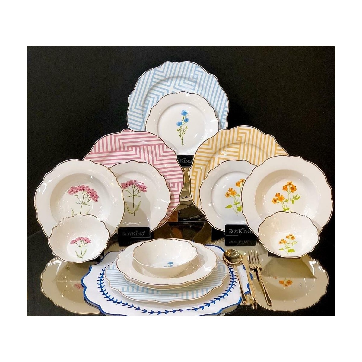 110000418413024.jpg Roy King Flower Line 24 Parça 6 Kişilik Yemek Takımı - Görsel 1