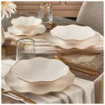 Güral Porselen Nesrin 26 Parça 6 Kişilik Bone Yemek Takımı - Gold